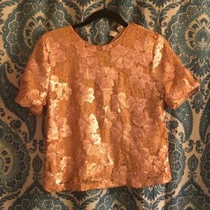 Rose gold Sequence short sleeve top
